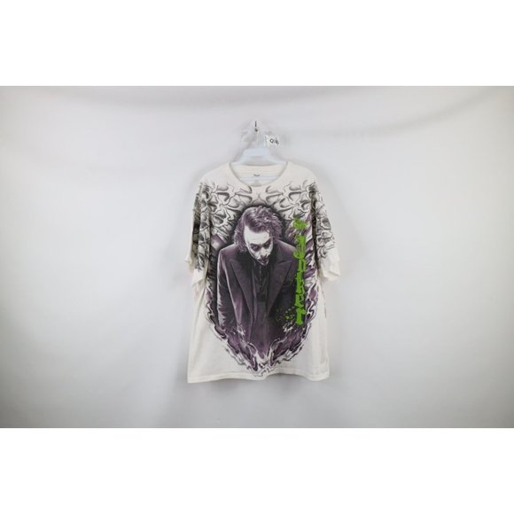 Vtg Batman The Dark Knit Mens XL All Over Print Heath Ledger The Joker T-Shirt